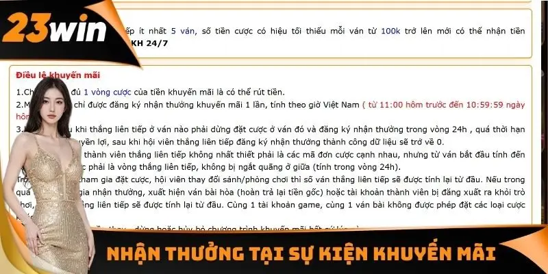 Nhận thưởng tại sự kiện khuyến mãi 23WIN